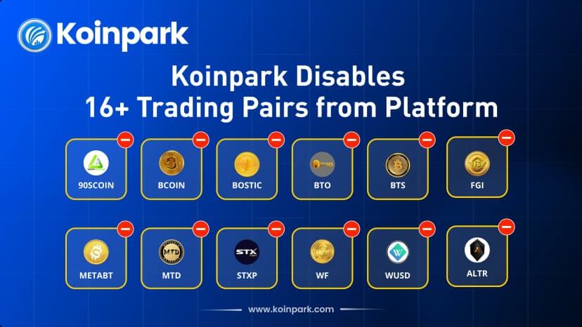 Koinpark Disables 16+ Trading Pairs from Platform