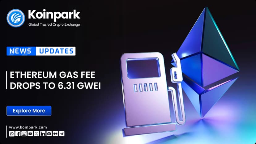 Ethereum Gas Fee Drops To 6.31 Gwei