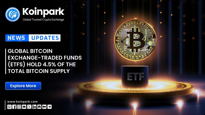 Global Bitcoin exchange-traded funds (ETFs) hold 4.5% of the total Bitcoin supply